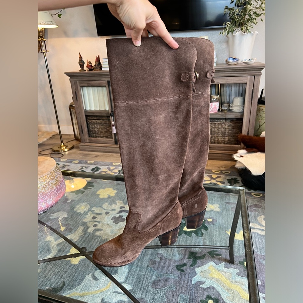 Frye Brown Suede Over the Knee Boots